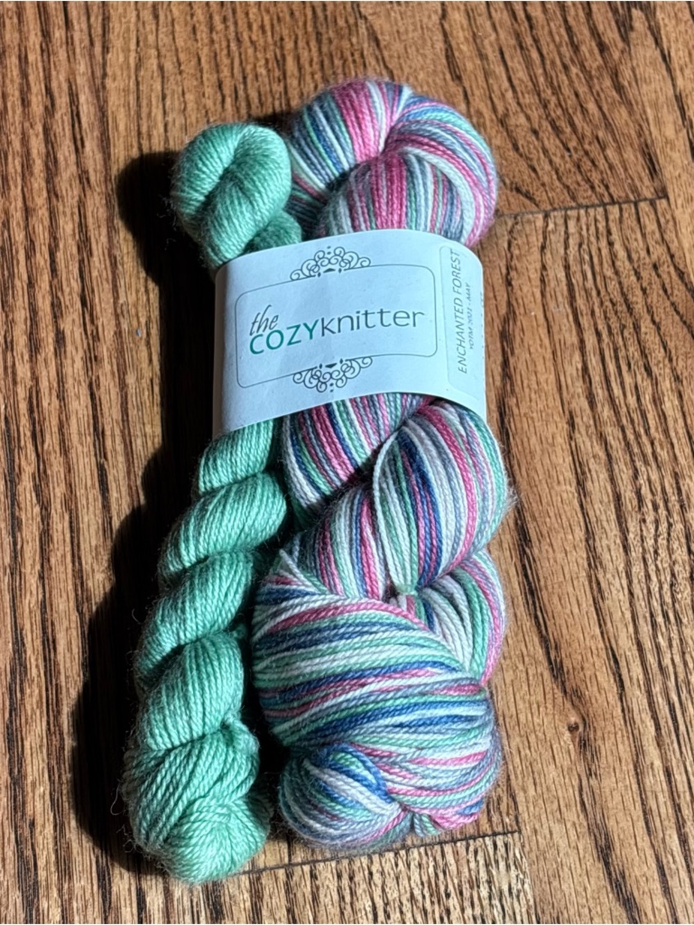 The Cozyknitter Sock Set Yarn Fingering Enchanted Forest Pink Green 115g NWT